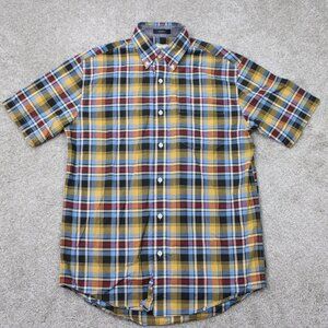 Surf Pendleton Seaside‎ Shirt Mens Small Yellow/Blue Plaid Cotton Short Sleeve